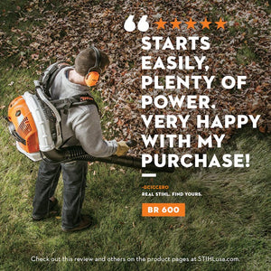 STIHL® BR 600 Backpack Blower | 64.8cc Engine | 32 Newtons Blowing Force