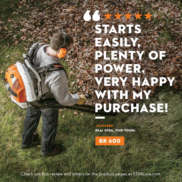 STIHL® BR 600 Backpack Blower | 64.8cc Engine | 32 Newtons Blowing Force