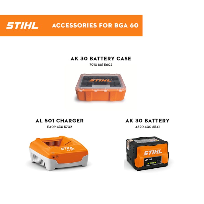 STIHL® BGA 60 Battery Blower | 36V Brushless Motor | Up to 15 Newtons Blowing Force